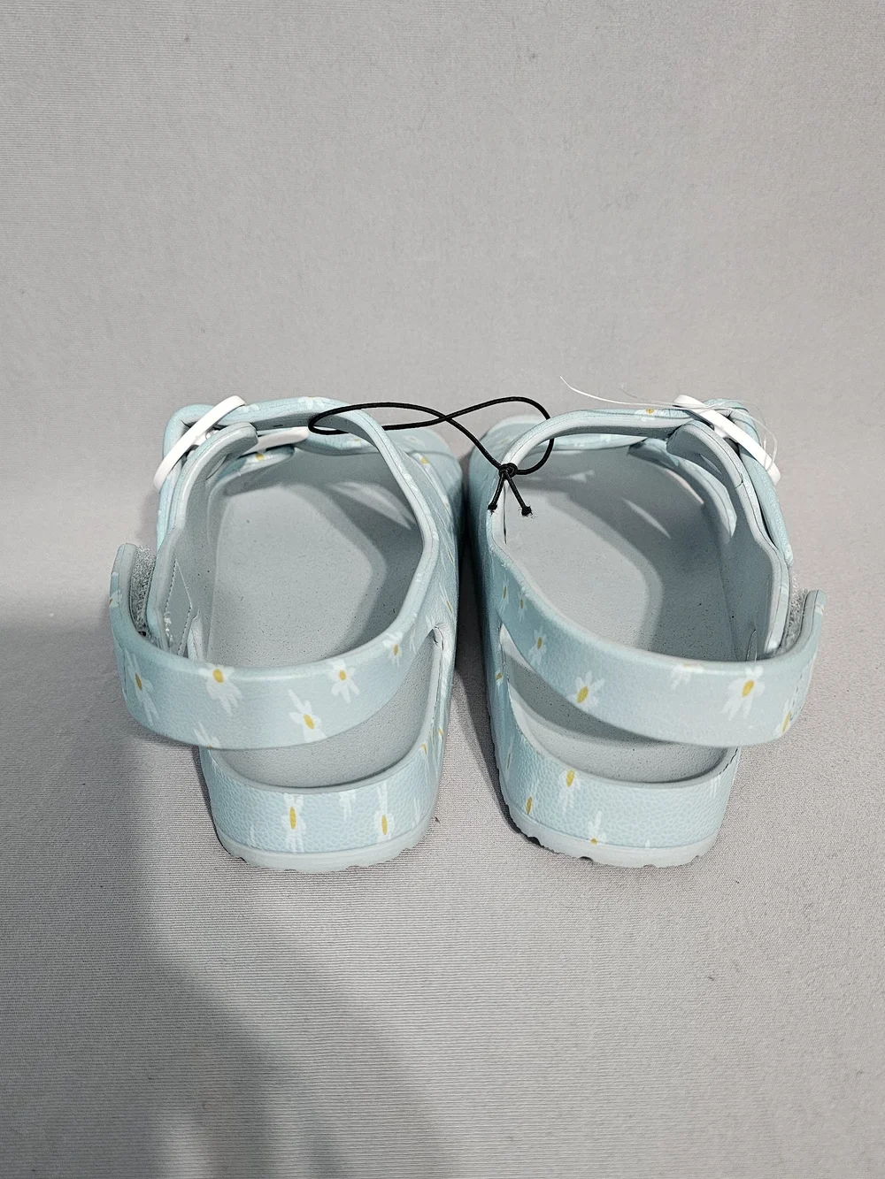 Girls Light Blue Daisy Print Adjustable Sandals